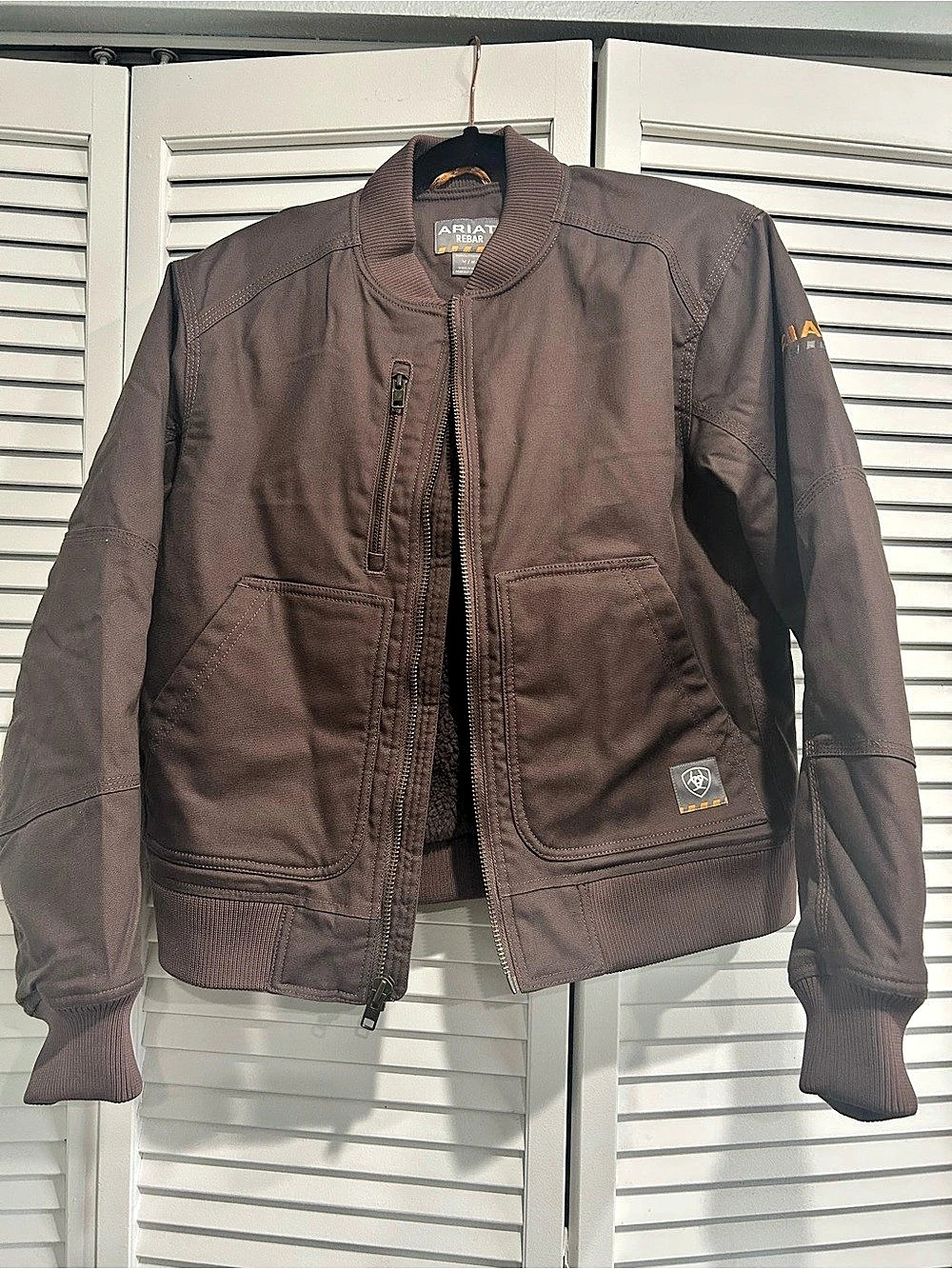 Ariat Rebar Stretch Canvas Bomber Jacket Brown Medium